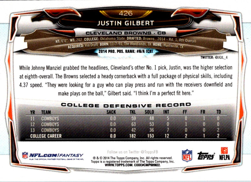 2014 Topps Justin Gilbert