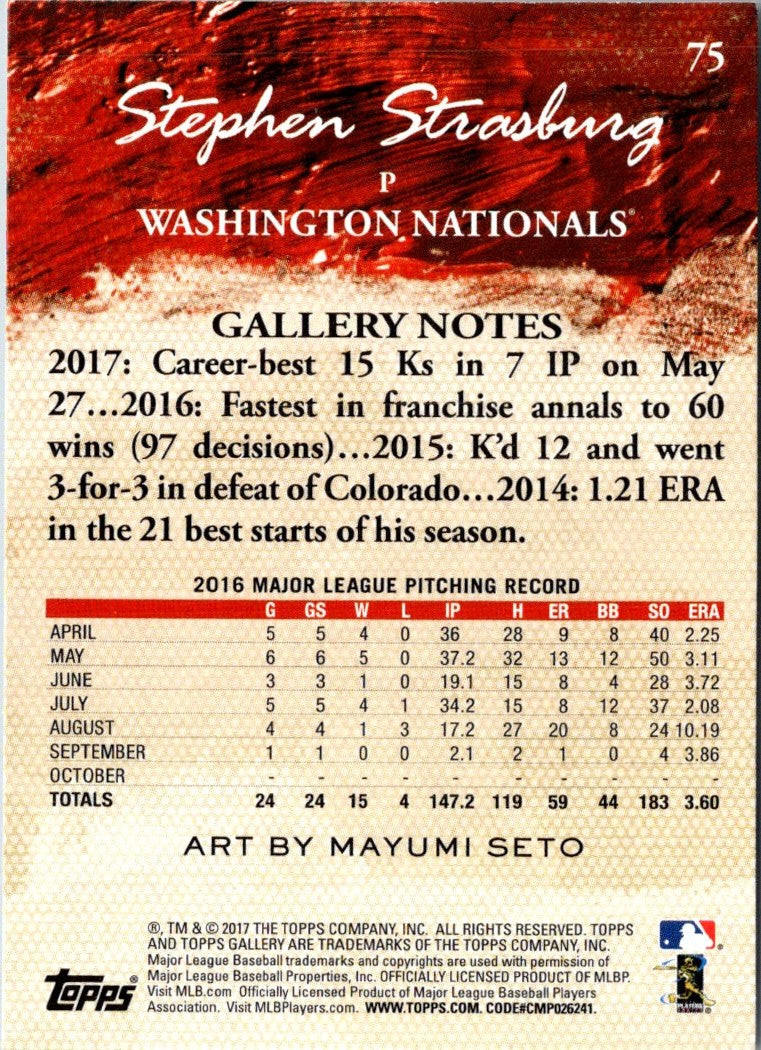 2017 Topps Gallery Stephen Strasburg