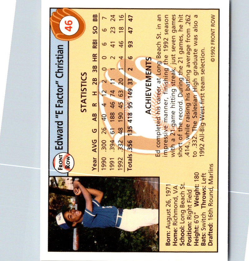 1992 Front Row Draft Picks Ed Christian