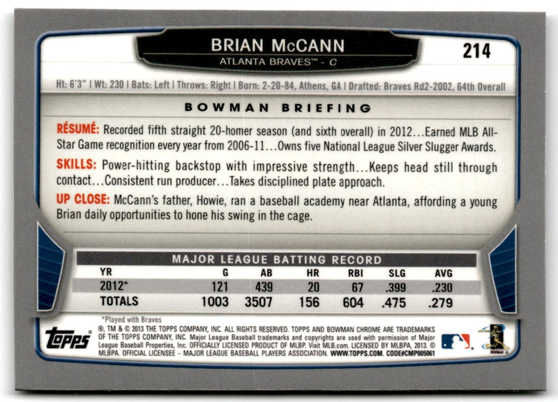 2013 Bowman Chrome Brian McCann