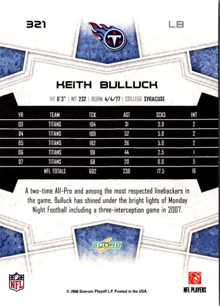 2008 Score Keith Bulluck