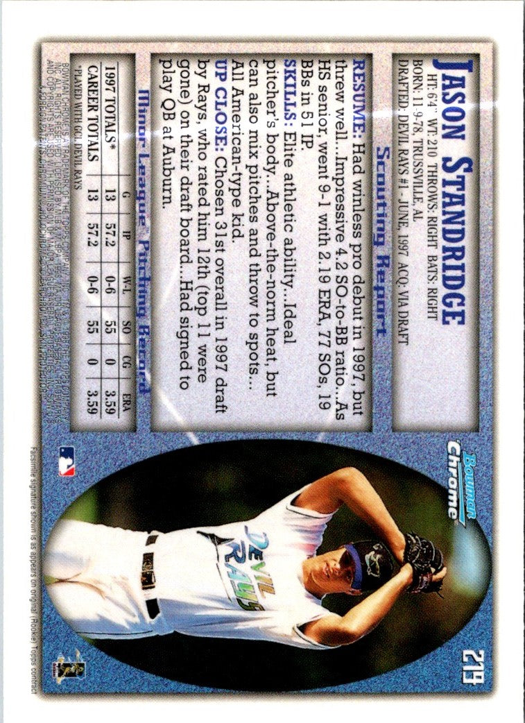 1998 Bowman Chrome Jason Standridge