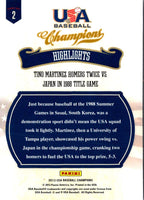 2013 Panini USA Champions Highlights Tino Martinez Homers Twice vs. Japan in 1988 Title Game #2