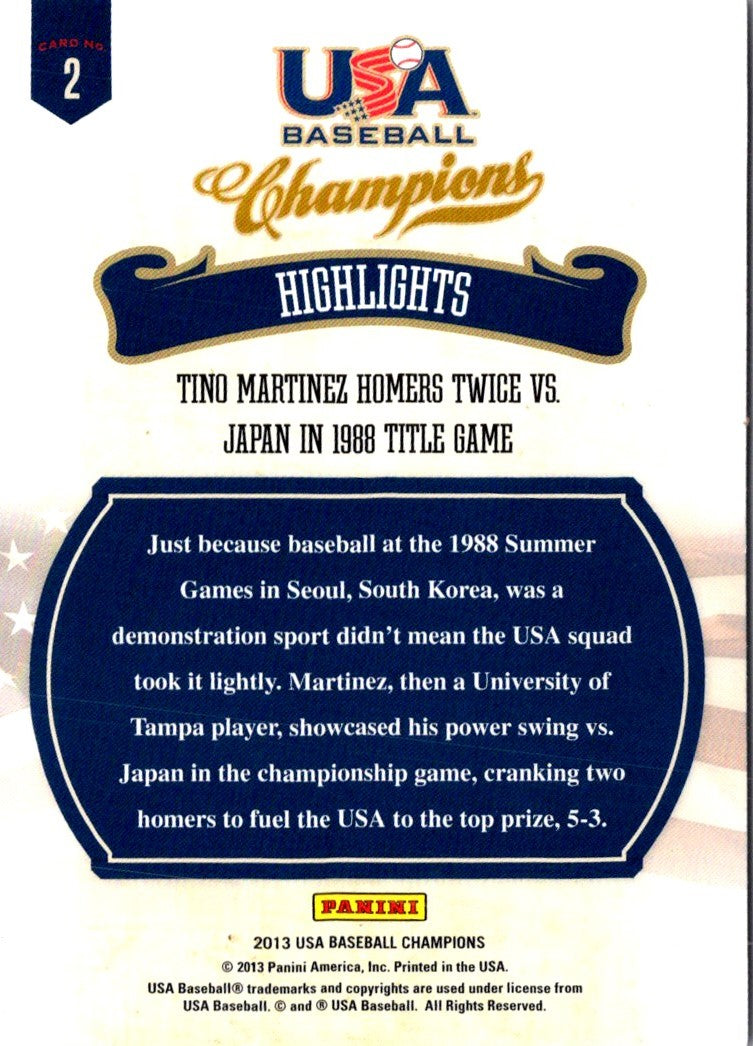 2013 Panini USA Champions Highlights Tino Martinez Homers Twice vs. Japan in 1988 Title Game