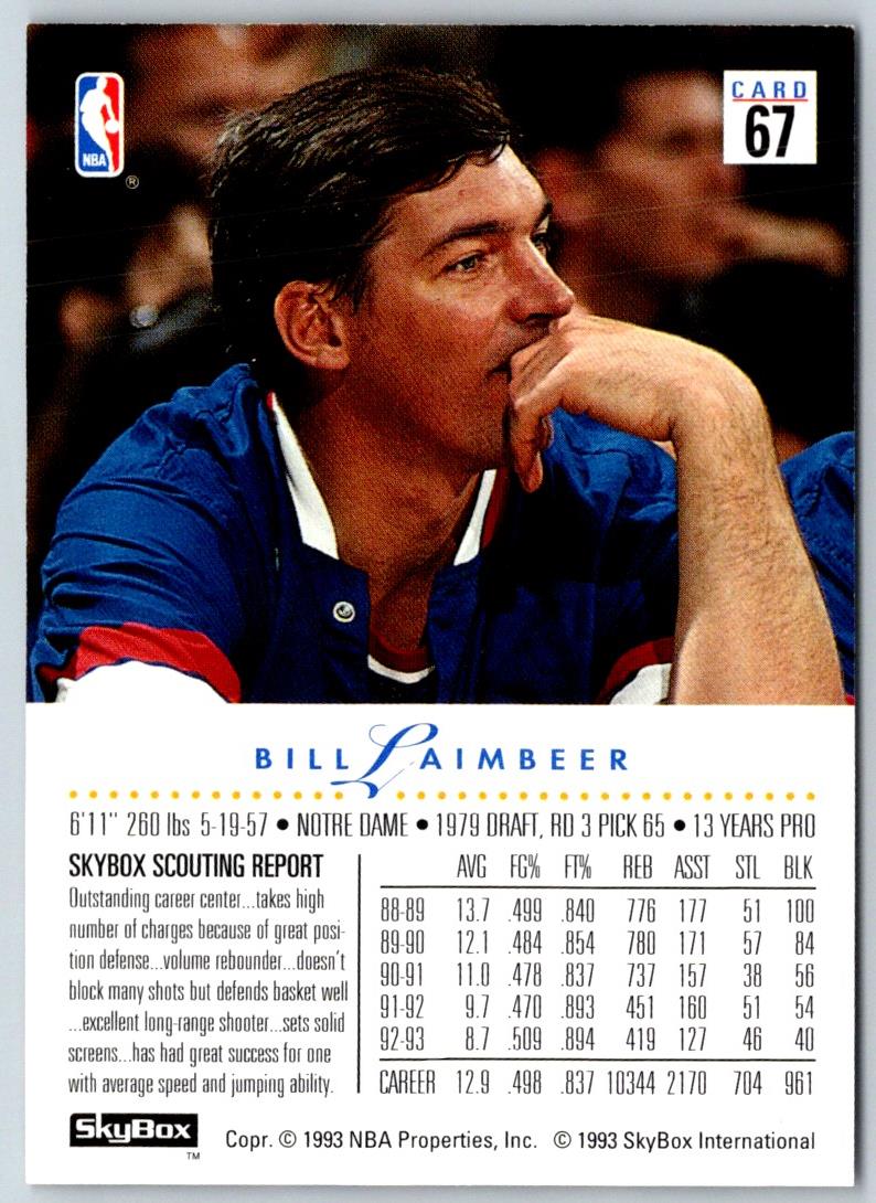 1993 SkyBox Bill Laimbeer
