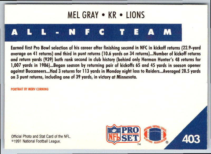 1991 Pro Set Mel Gray