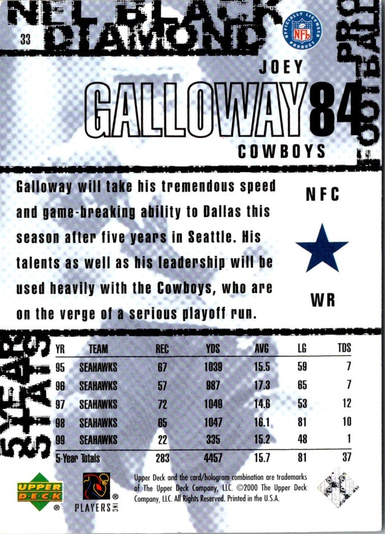 2000 Upper Deck Black Diamond Joey Galloway