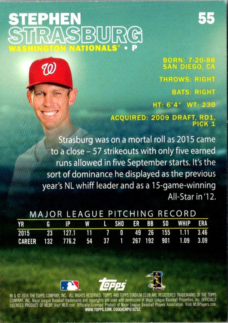 2016 Stadium Club Stephen Strasburg