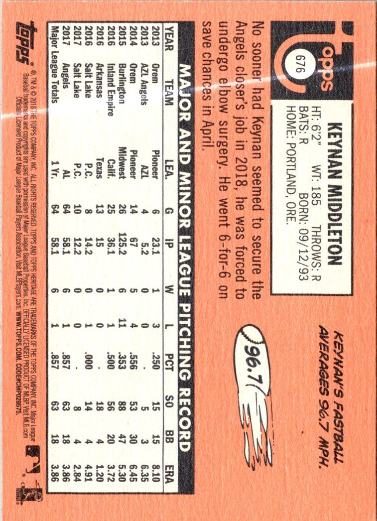 2018 Topps Heritage Keynan Middleton