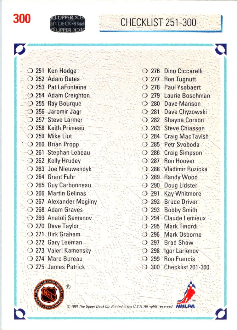 1991 Upper Deck French Checklist 301-400