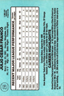 1986 Donruss Julio Franco