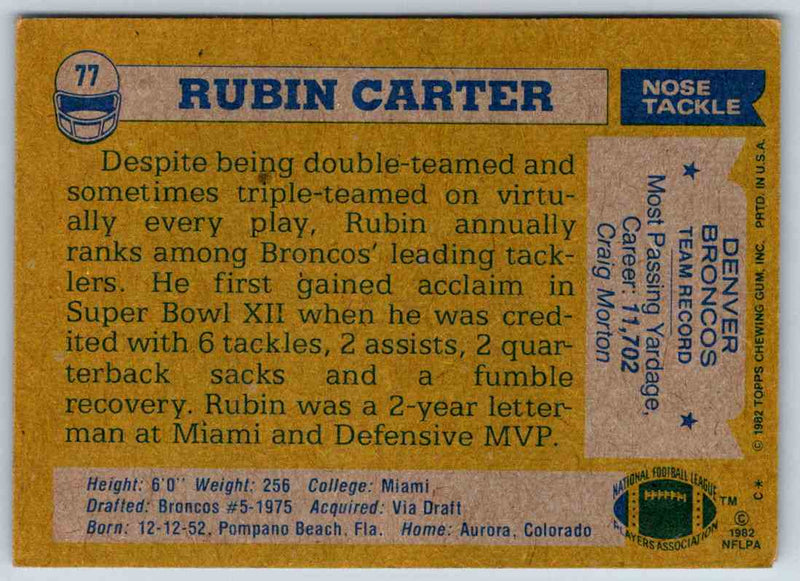 1982 Topps Rubin Carter