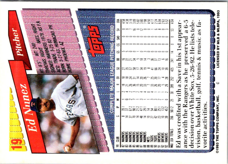 1993 Topps Gold Edwin Nunez