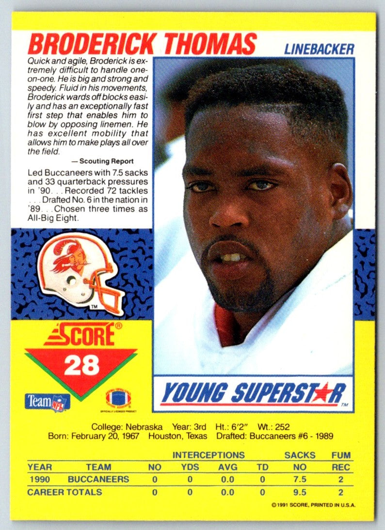1991 Score Young Superstars Broderick Thomas