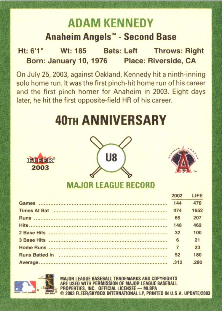 2003 Fleer Tradition Update Adam Kennedy