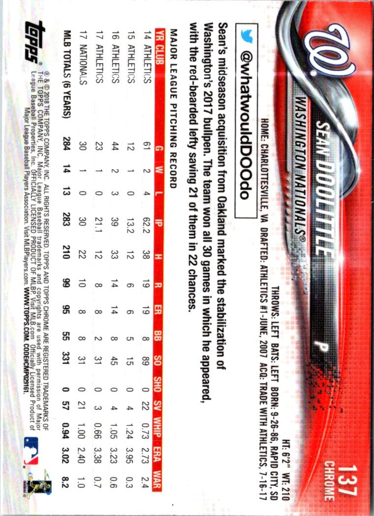 2018 Topps Chrome Sean Doolittle