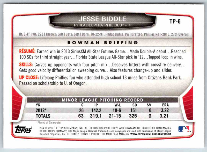 2013 Bowman Jesse Biddle