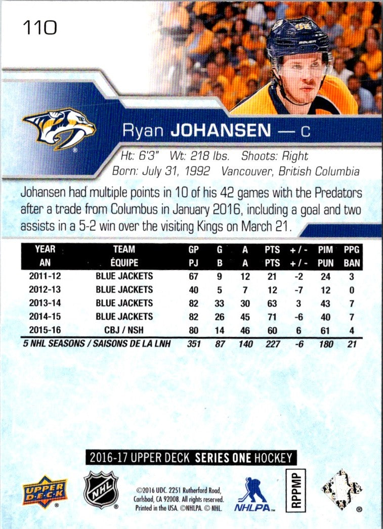 2016 Upper Deck Ryan Johansen