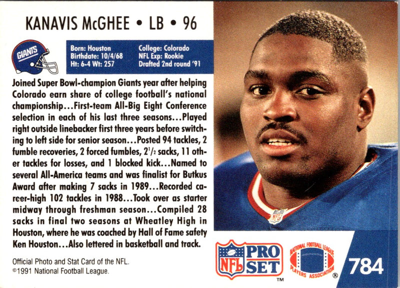 1991 Pro Set Kanavis McGhee