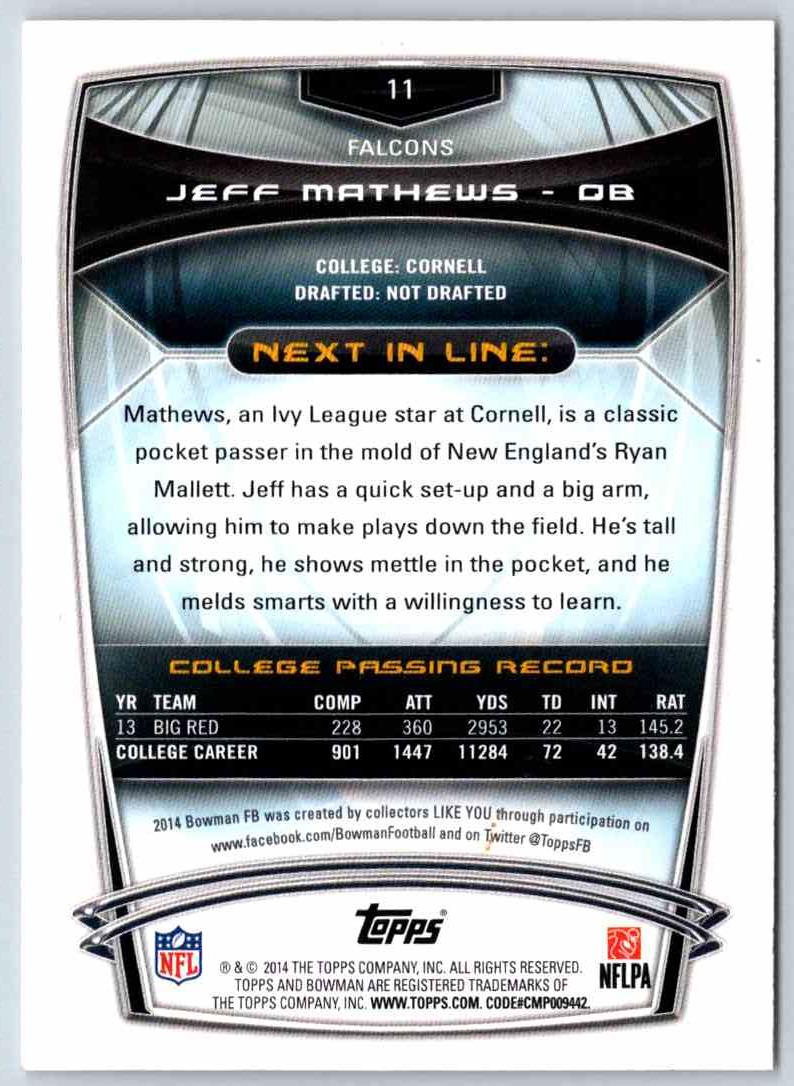 2014 Bowman Football Jeff Mathews