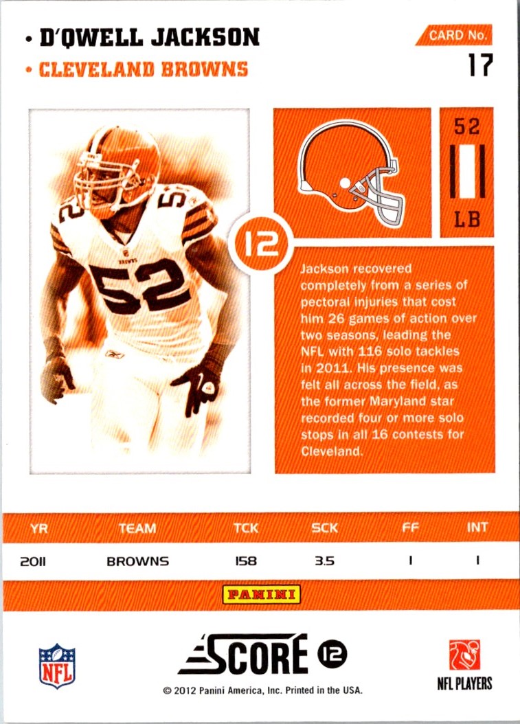 2012 Score Numbers Game D'Qwell Jackson