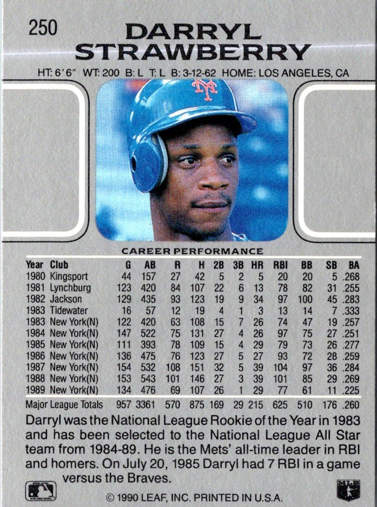 1990 Leaf Darryl Strawberry
