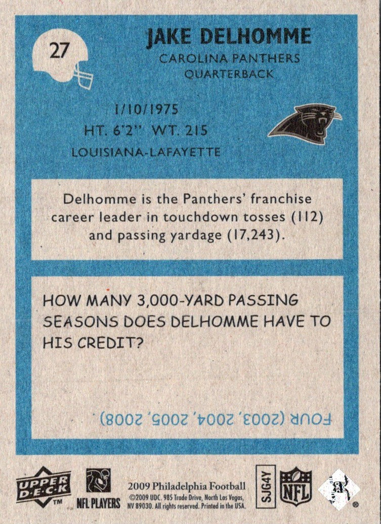 2009 Upper Deck Jake Delhomme