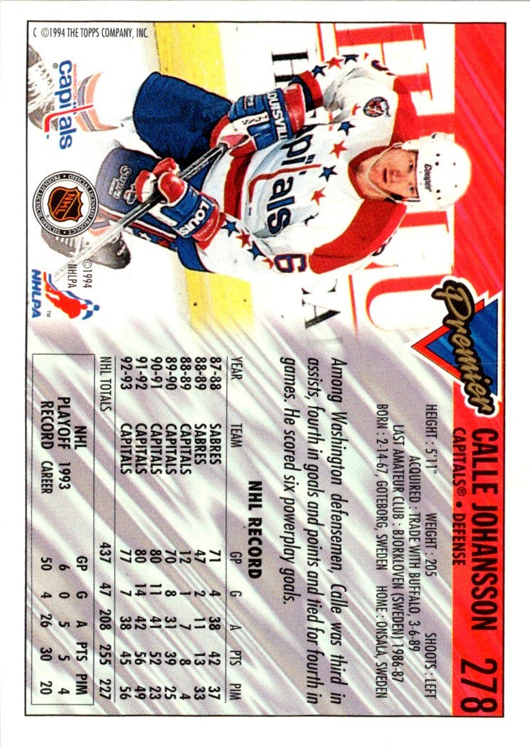 1993 Topps Premier Calle Johansson