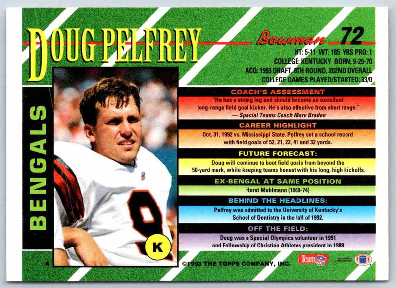 1993 Bowman Football Doug Pelfrey