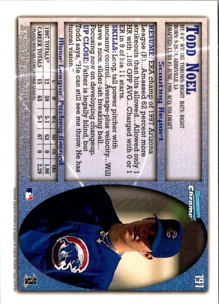 1998 Bowman Chrome Todd Noel