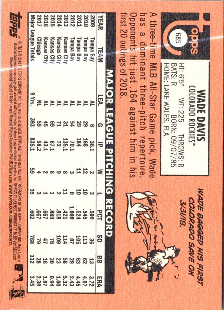 2018 Topps Heritage Wade Davis