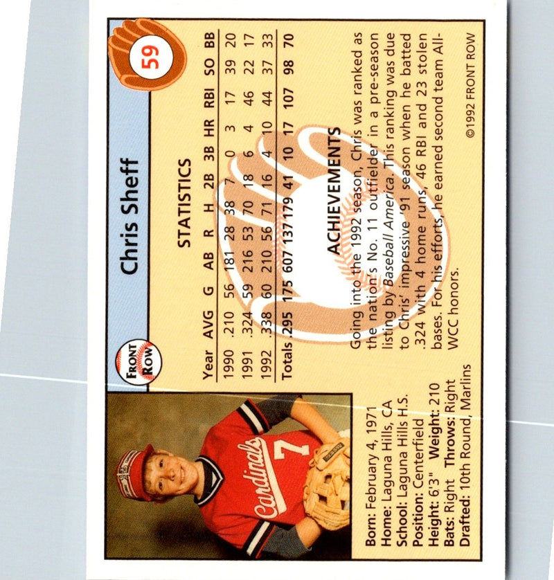 1992 Front Row Draft Picks Chris Sheff