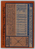 1978 Topps Rance Mulliniks #579 Rookie