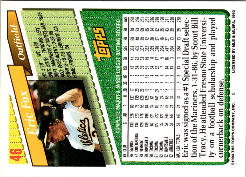 1993 Topps Gold Eric Fox