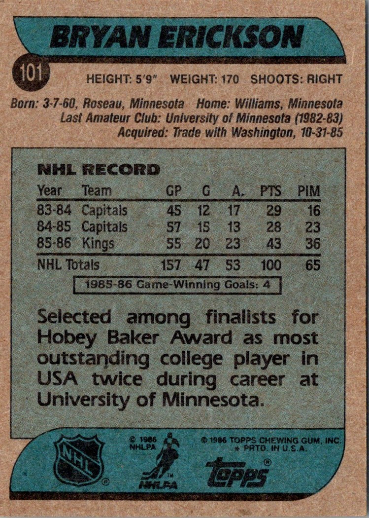 1986 Topps Bryan Erickson