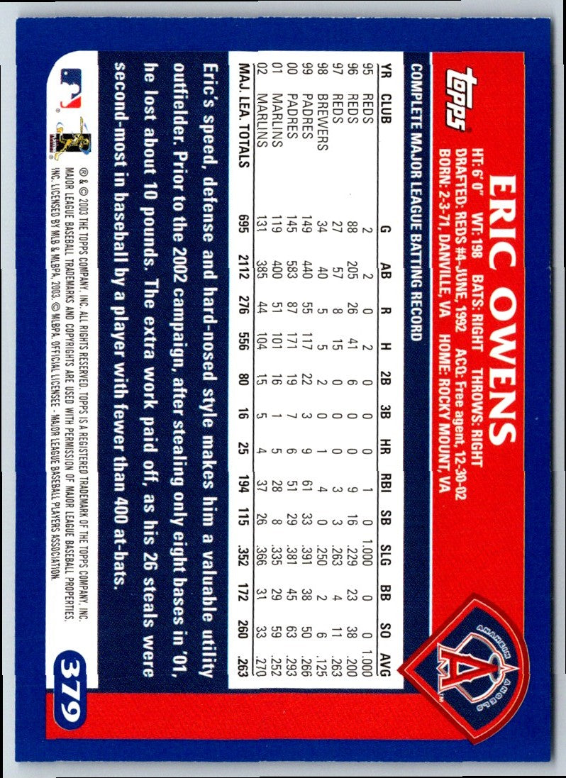 2003 Topps Eric Owens