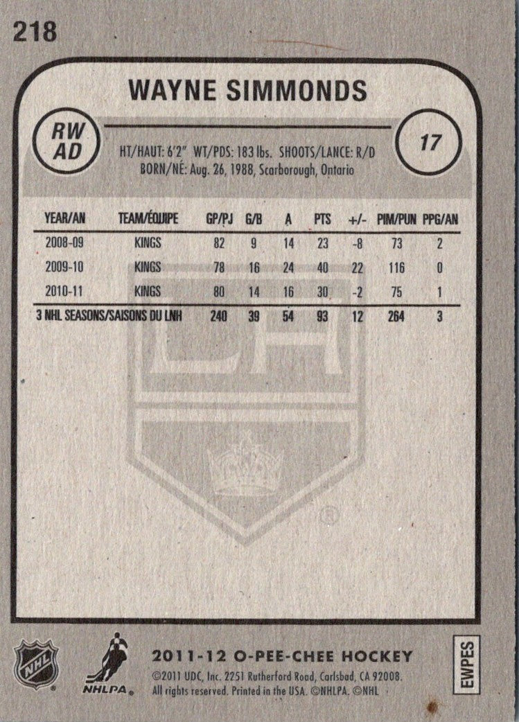 2011 O-Pee-Chee Wayne Simmonds