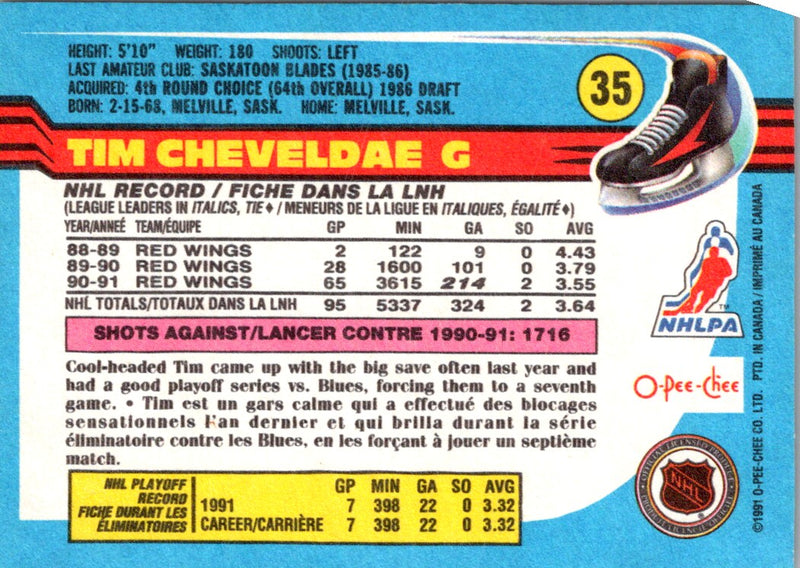 1991 O-Pee-Chee Tim Cheveldae