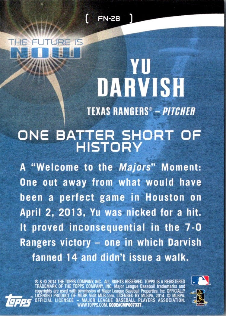 2014 Topps The Future is Now Yu Darvish