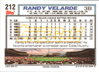 1992 Topps Randy Velarde #212