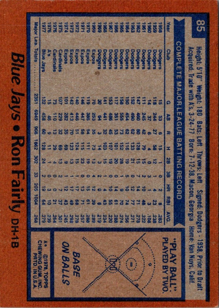 1978 Topps Ron Fairly