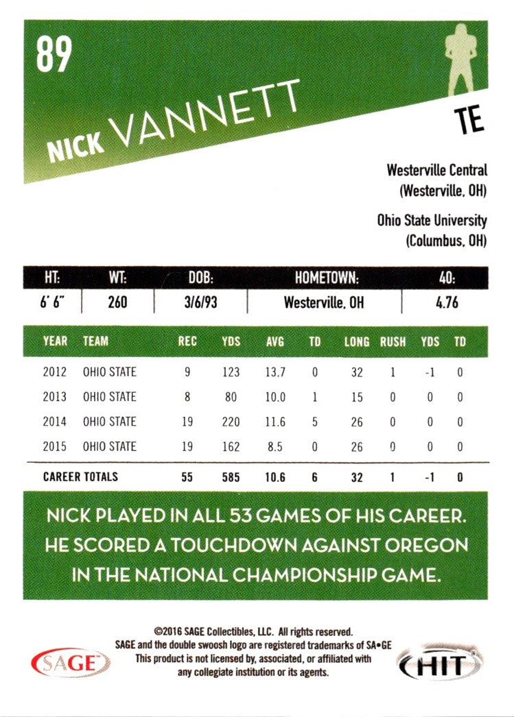 2016 SAGE HIT Nick Vannett