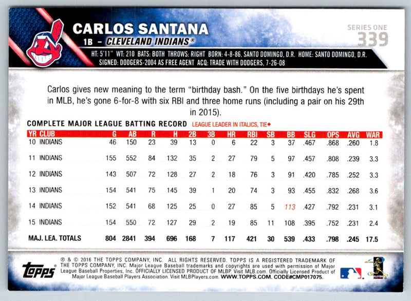 2016 Topps Carlos Santana