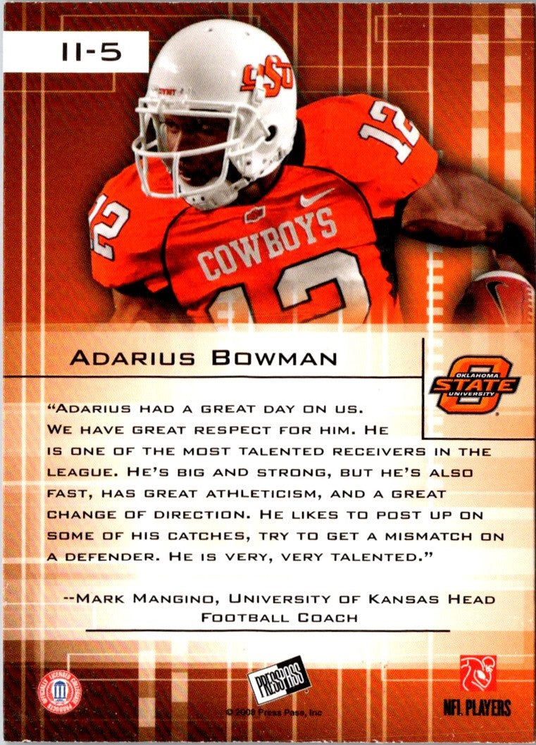 2008 Press Pass SE Insider Insight Adarius Bowman