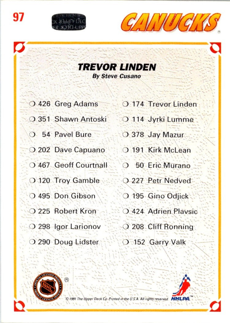 1991 Upper Deck Trevor Linden