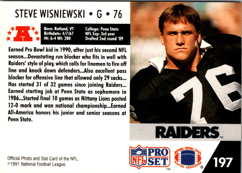 1991 Pro Set Steve Wisniewski