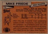1981 Topps Mike Friede #74 Rookie