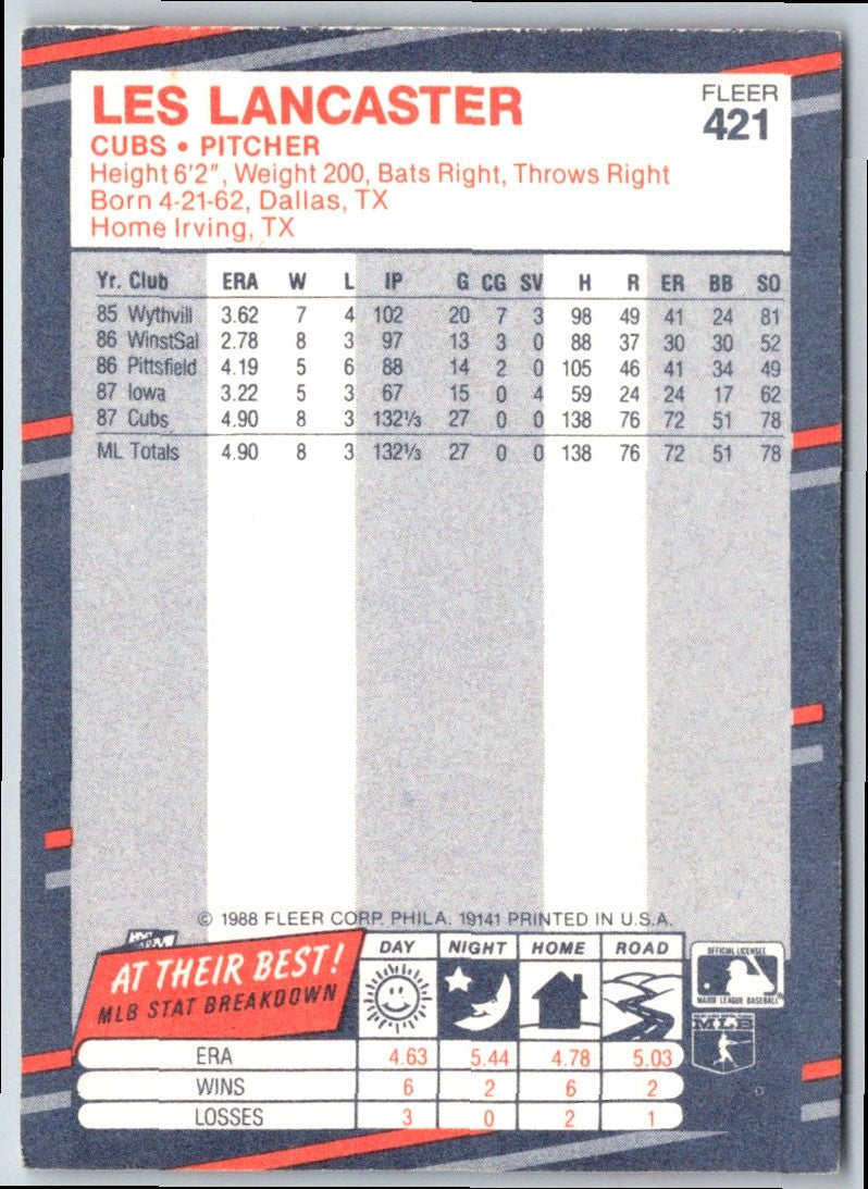 1988 Fleer Les Lancaster