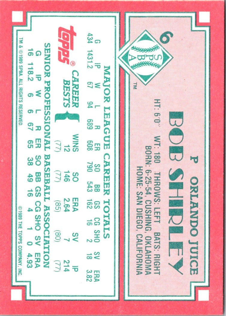 1989 Topps Senior League Bob Shirley