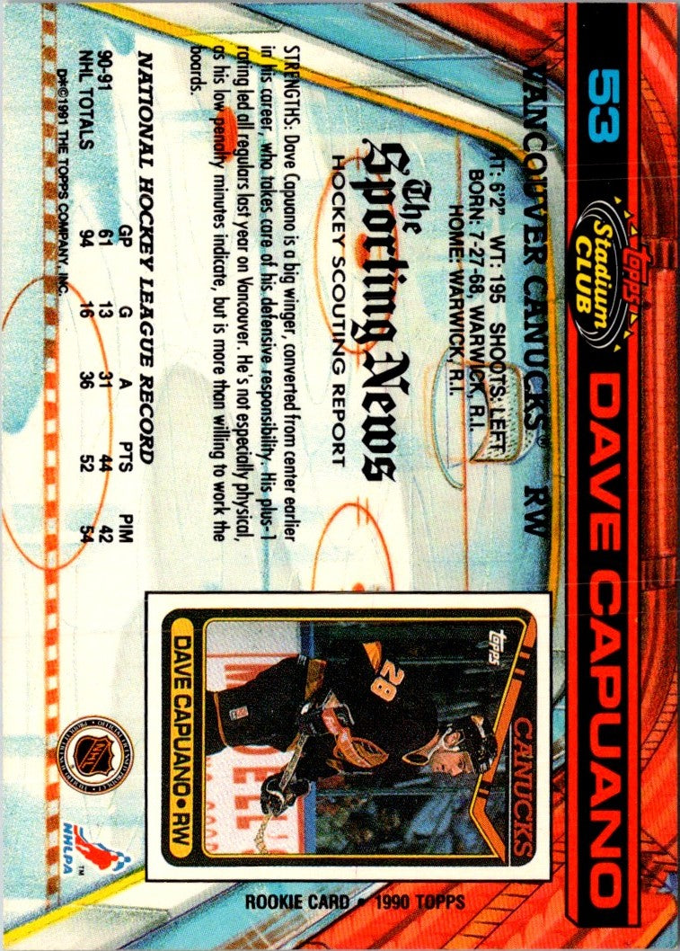 1991 Stadium Club Dave Capuano